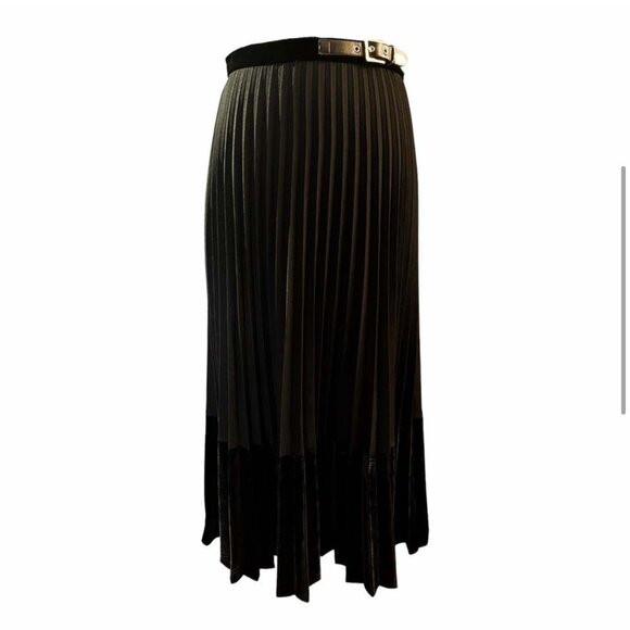 Sandro Velna Velvet-Detail Pleated Skirt XS 0/XS - Picture 14 of 16